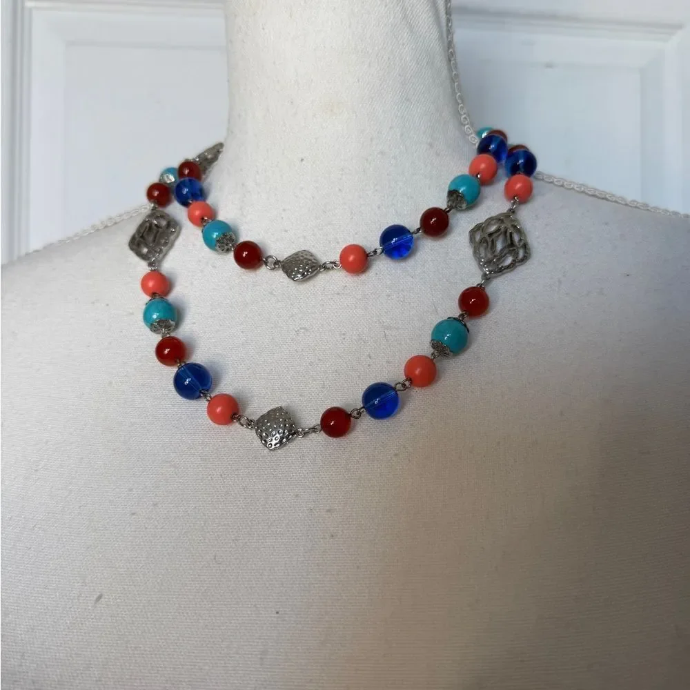 RJ Graziano Long Looped Colorful Glass Bead Necklace